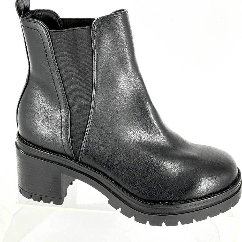 MIA Size 9.5 Black Faux‎ Leather Adea Platform Chelsea Boots NEW Women's $60